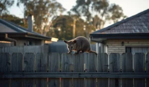 Possum sitting on fence