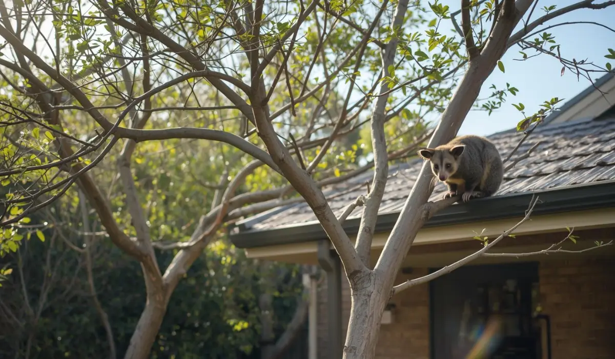 Possum siiting on tree